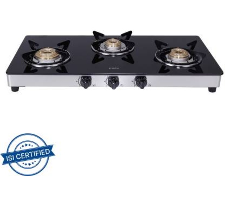 Elica 773 CT VETRO (DT SERIES) with Double Drip Tray Brass Manual Gas Stove (773CT VETR)